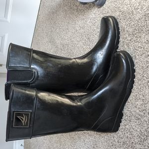Sperry Top Sider tall black rubber rain boots - size 10